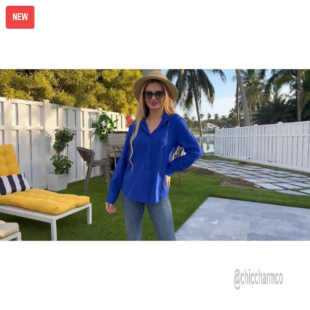 Soft Polyester Chiffon Button Down Blouse Long Sl… - image 6